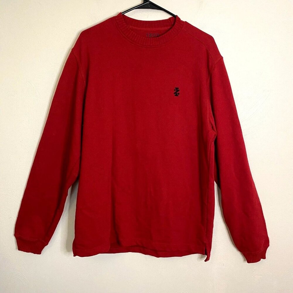 Izod Jeans Rockwashed Red Sweatshirt blue Logo Long sleeves Size M Cozy comfy